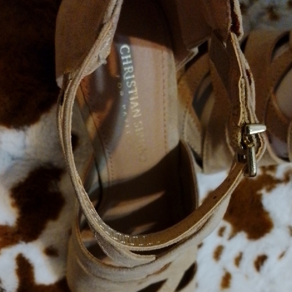 Christian Siriano Tan Strappy Heels